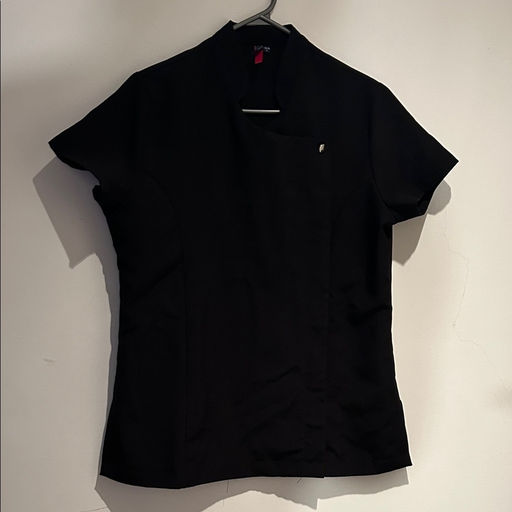 Black Women's Scrub Top With Zip